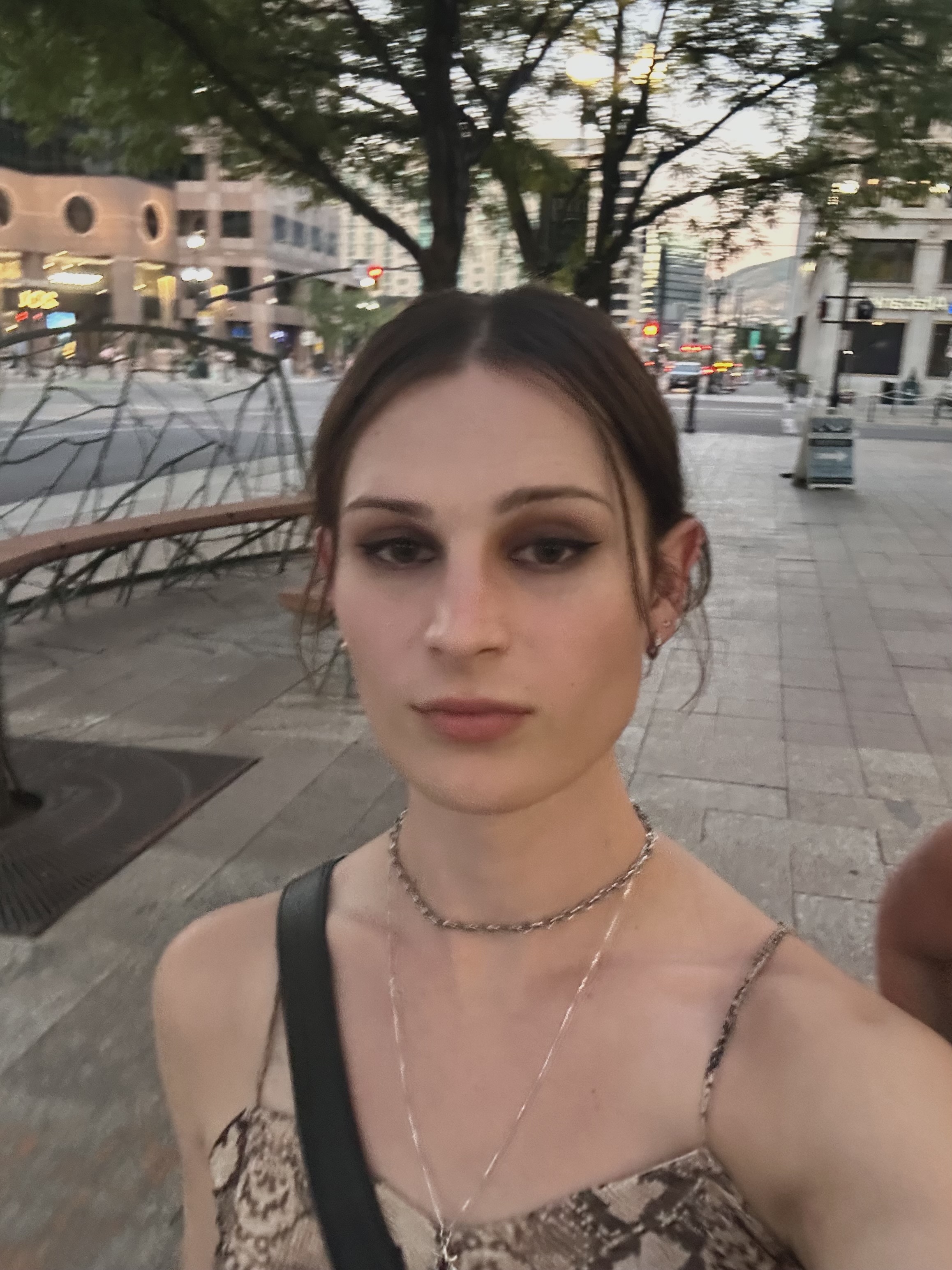 a slfie of Zoe walking in SLC